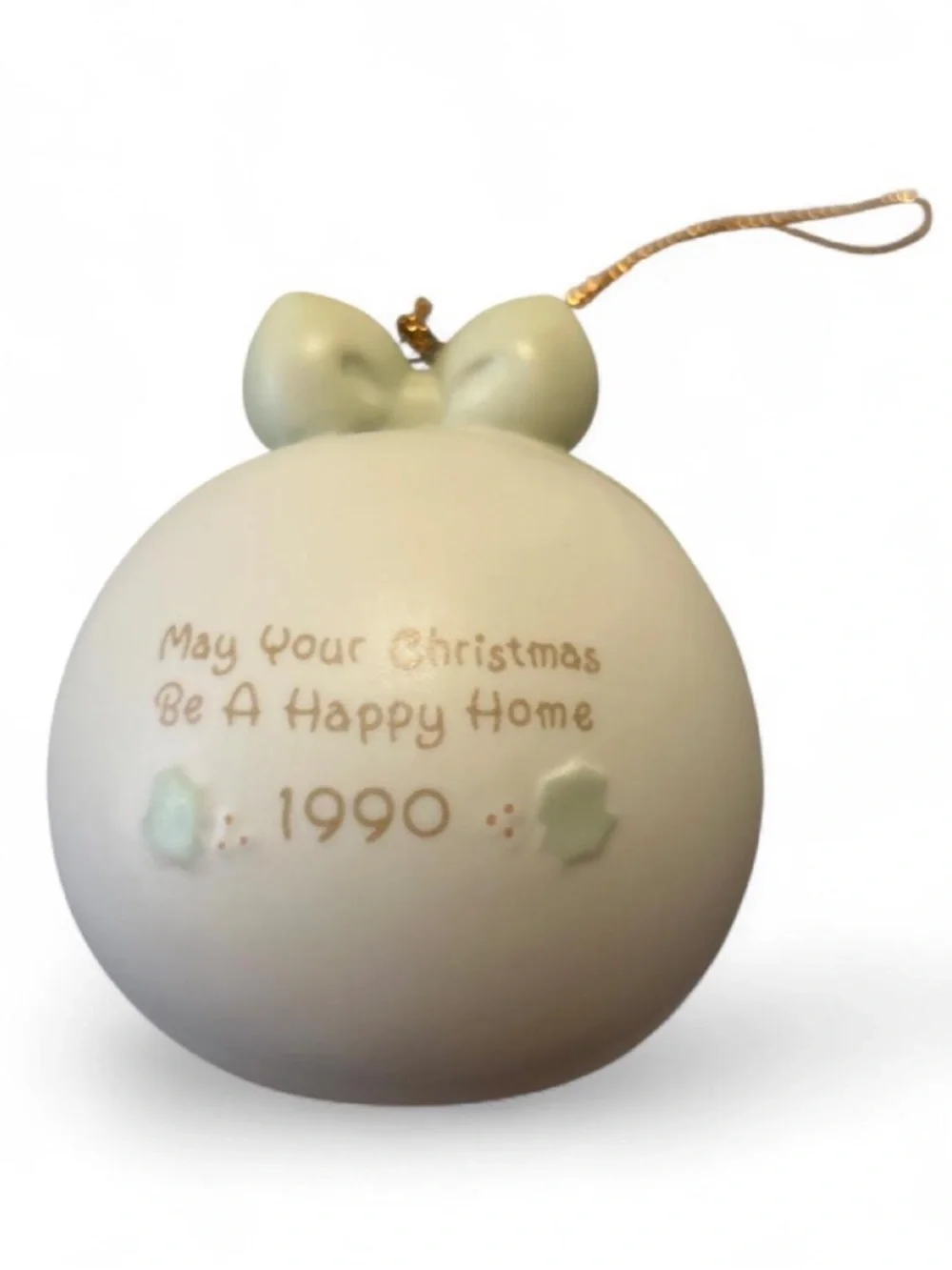 Rare 1990 Precious moments Family Ornament with Bow